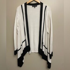- St John Cardigan Black White Asymmetrical Size XL